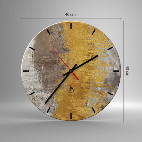 Wall clock - Clock on glass - Golden Blast - 40x40 cm