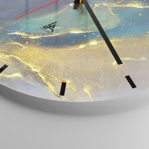 Wall clock - Clock on glass - Golden Flood - 40x40 cm
