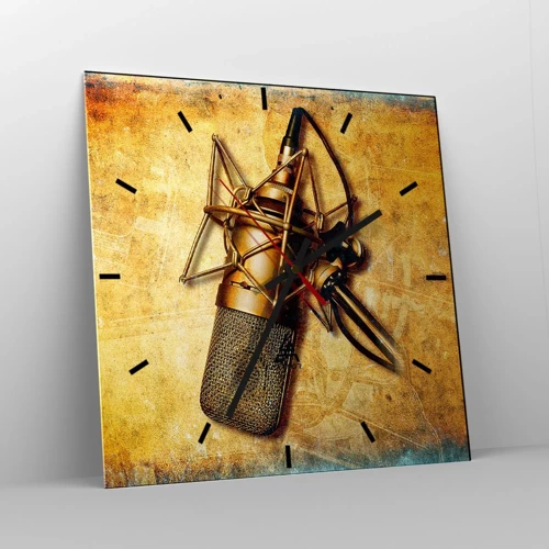 Wall clock - Clock on glass - Golden Years of the Radio - 30x30 cm