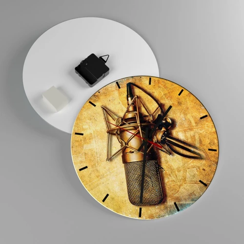 Wall clock - Clock on glass - Golden Years of the Radio - 30x30 cm