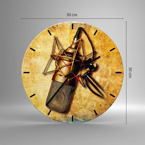 Wall clock - Clock on glass - Golden Years of the Radio - 30x30 cm