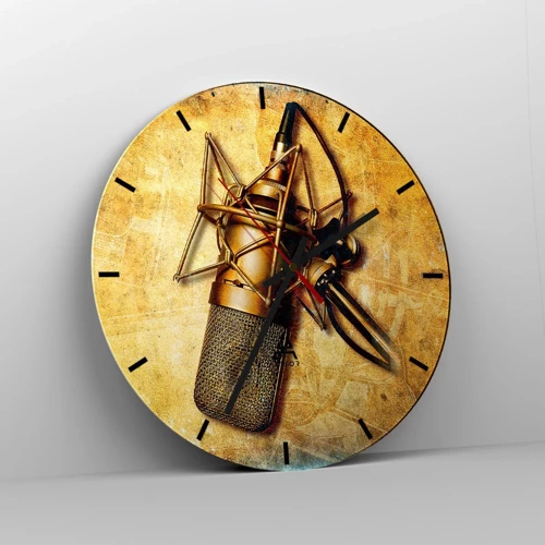 Wall clock - Clock on glass - Golden Years of the Radio - 30x30 cm