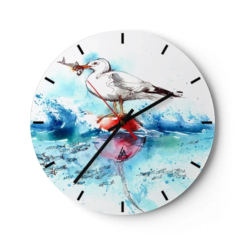 Wall clock - Clock on glass - Good Catch - 30x30 cm