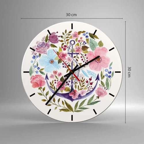 Wall clock - Clock on glass - Good Dream of a Sailor - 30x30 cm