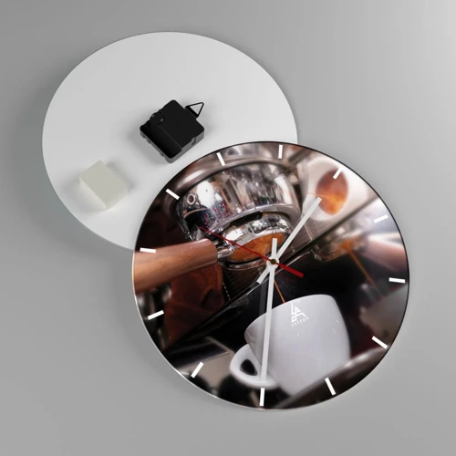 Wall clock - Clock on glass - Good Moment of the Day - 30x30 cm