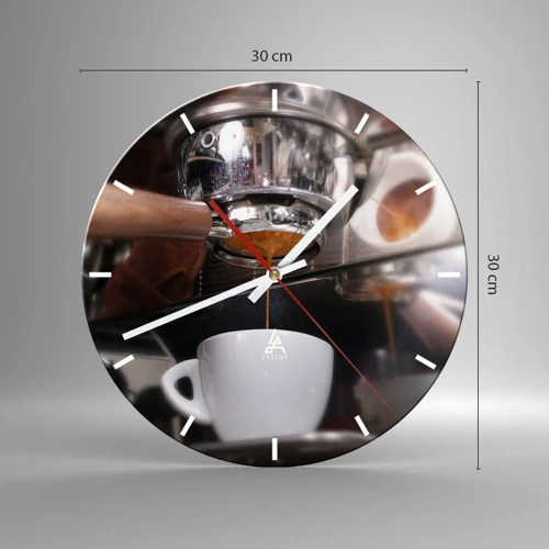 Wall clock - Clock on glass - Good Moment of the Day - 30x30 cm