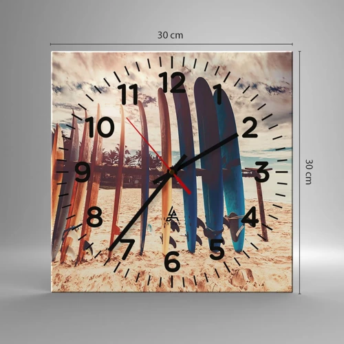 Wall clock - Clock on glass - Goodnight, See You Tomorrow - 30x30 cm