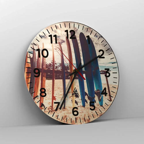 Wall clock - Clock on glass - Goodnight, See You Tomorrow - 30x30 cm