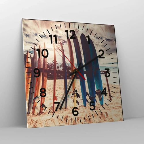 Wall clock - Clock on glass - Goodnight, See You Tomorrow - 40x40 cm