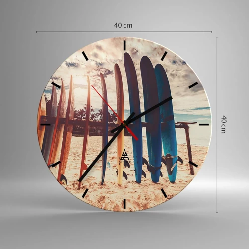 Wall clock - Clock on glass - Goodnight, See You Tomorrow - 40x40 cm