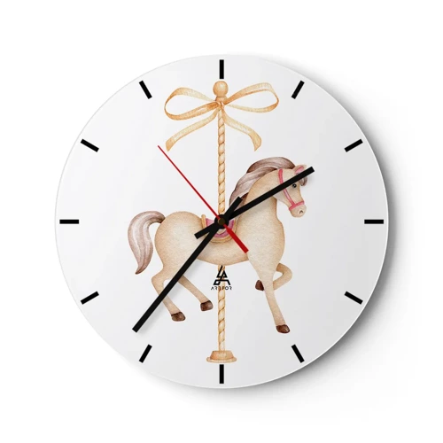 Wall clock - Clock on glass - Graceful Trot - 30x30 cm