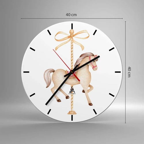 Wall clock - Clock on glass - Graceful Trot - 40x40 cm