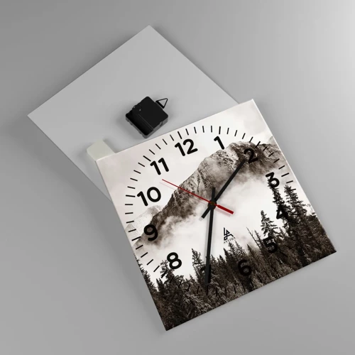 Wall clock - Clock on glass - Granite Ruler - 30x30 cm