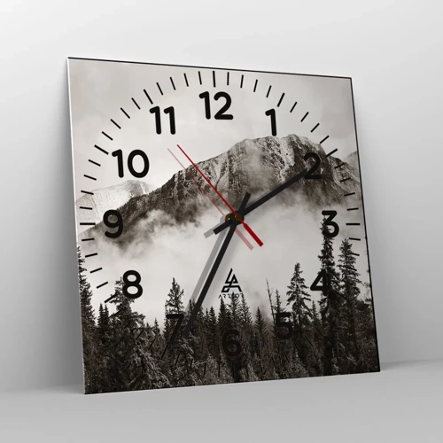 Wall clock - Clock on glass - Granite Ruler - 30x30 cm