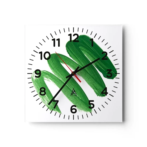 Wall clock - Clock on glass - Green Joke - 30x30 cm