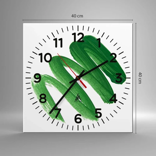 Wall clock - Clock on glass - Green Joke - 40x40 cm