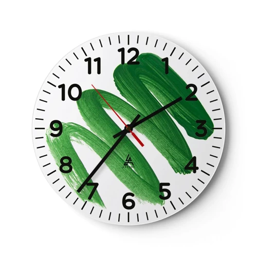 Wall clock - Clock on glass - Green Joke - 40x40 cm