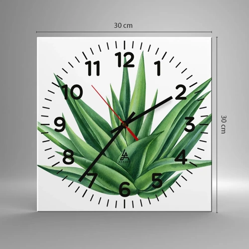 Wall clock - Clock on glass - Green - Power - Life - 30x30 cm