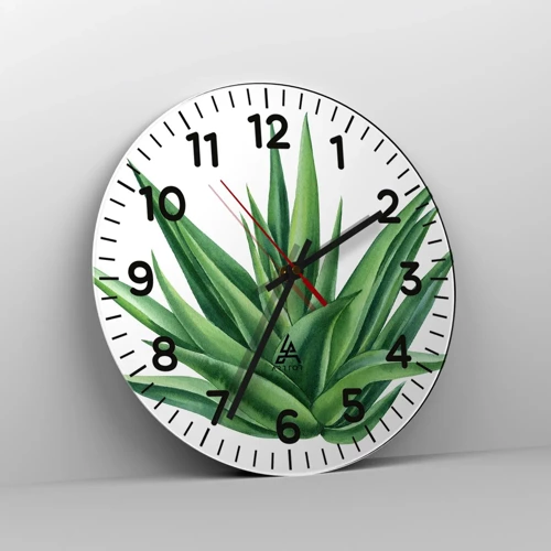 Wall clock - Clock on glass - Green - Power - Life - 40x40 cm