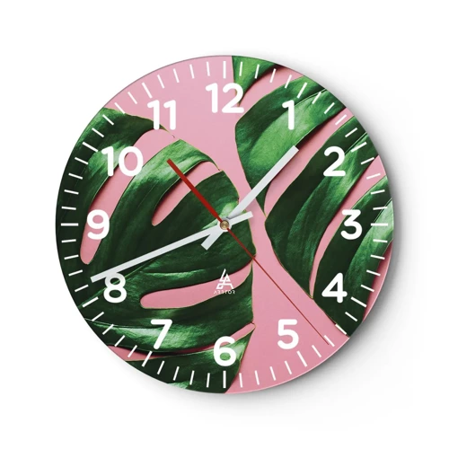 Wall clock - Clock on glass - Green Rendezvous - 40x40 cm