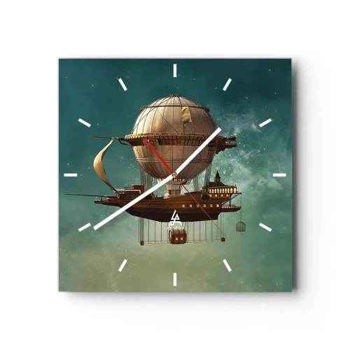 Wall clock - Clock on glass - Greetings from Jules Verne - 30x30 cm