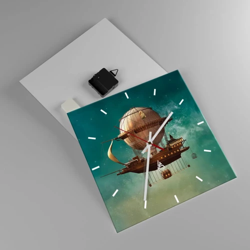 Wall clock - Clock on glass - Greetings from Jules Verne - 30x30 cm