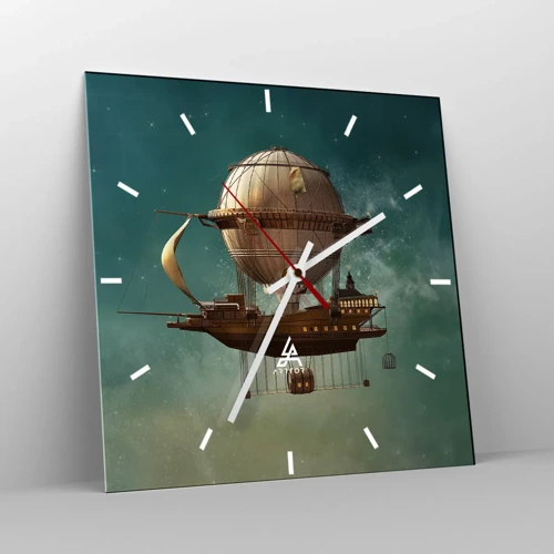 Wall clock - Clock on glass - Greetings from Jules Verne - 30x30 cm