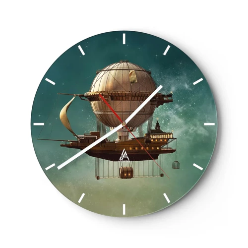 Wall clock - Clock on glass - Greetings from Jules Verne - 30x30 cm