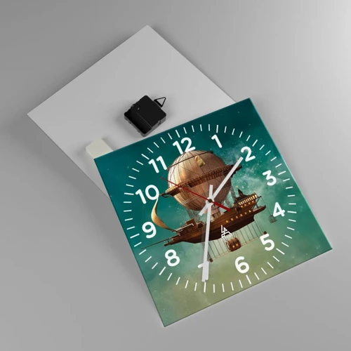 Wall clock - Clock on glass - Greetings from Jules Verne - 30x30 cm