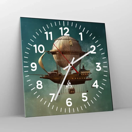 Wall clock - Clock on glass - Greetings from Jules Verne - 30x30 cm