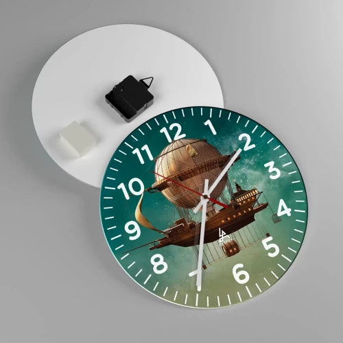 Wall clock - Clock on glass - Greetings from Jules Verne - 30x30 cm