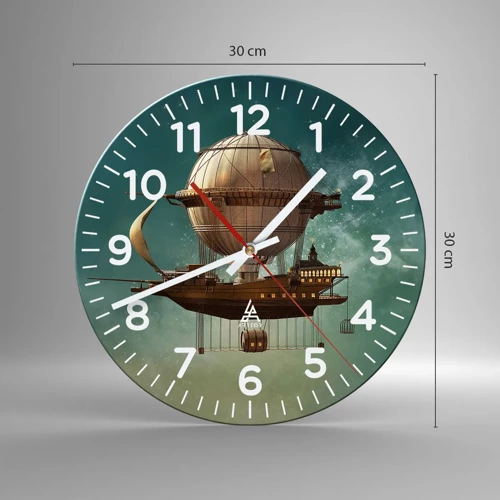 Wall clock - Clock on glass - Greetings from Jules Verne - 30x30 cm