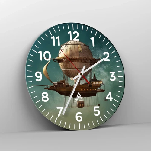 Wall clock - Clock on glass - Greetings from Jules Verne - 30x30 cm