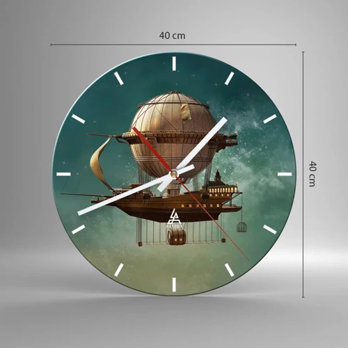 Wall clock - Clock on glass - Greetings from Jules Verne - 40x40 cm