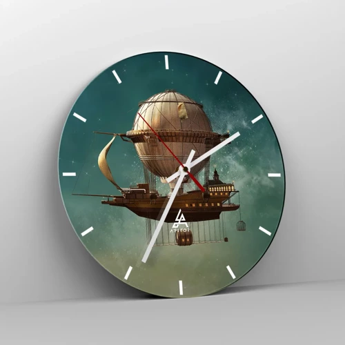 Wall clock - Clock on glass - Greetings from Jules Verne - 40x40 cm