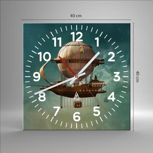 Wall clock - Clock on glass - Greetings from Jules Verne - 40x40 cm