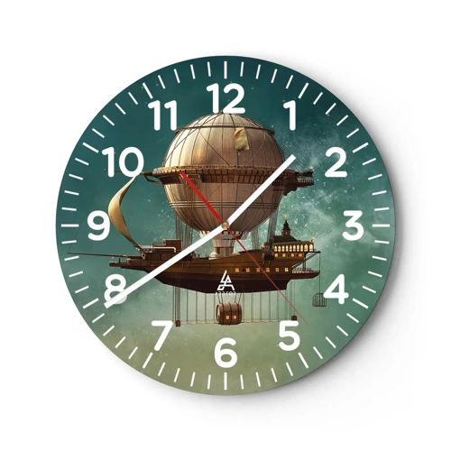 Wall clock - Clock on glass - Greetings from Jules Verne - 40x40 cm