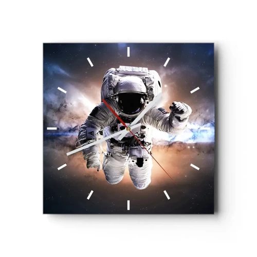 Wall clock - Clock on glass - Greetings from Space - 30x30 cm