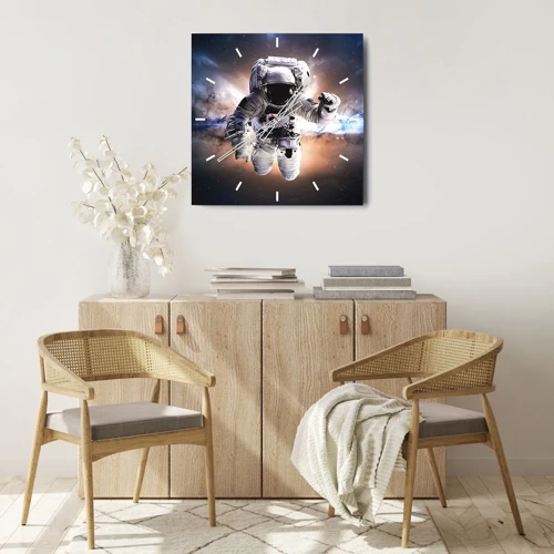 Wall clock - Clock on glass - Greetings from Space - 30x30 cm