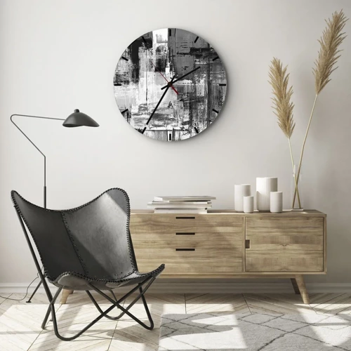 Wall clock - Clock on glass - Grey is Beautiful - 30x30 cm