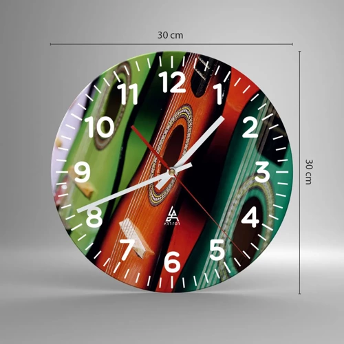 Wall clock - Clock on glass - Guitar Has Many Shades - 30x30 cm