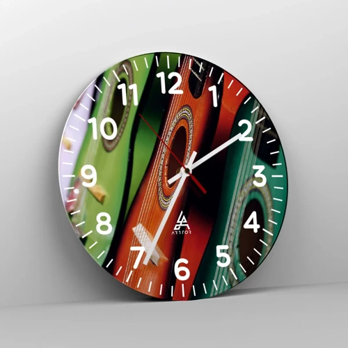 Wall clock - Clock on glass - Guitar Has Many Shades - 30x30 cm