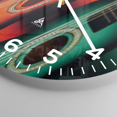 Wall clock - Clock on glass - Guitar Has Many Shades - 30x30 cm