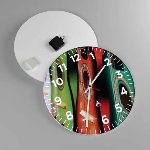 Wall clock - Clock on glass - Guitar Has Many Shades - 40x40 cm