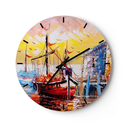 Wall clock - Clock on glass - Happy Comeback - 30x30 cm