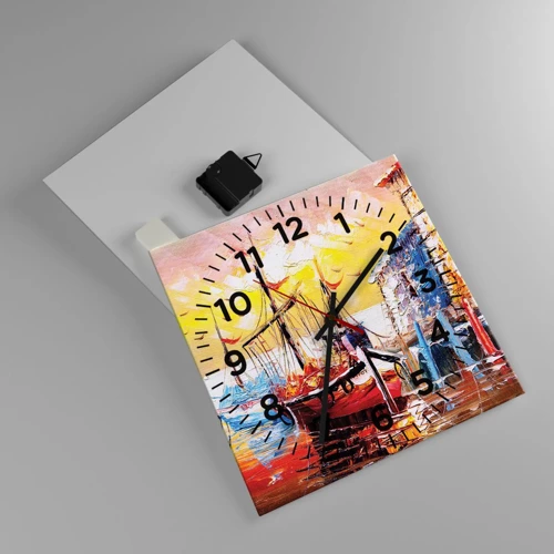 Wall clock - Clock on glass - Happy Comeback - 30x30 cm