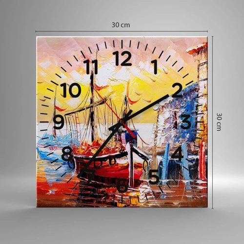 Wall clock - Clock on glass - Happy Comeback - 30x30 cm