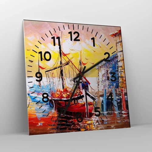 Wall clock - Clock on glass - Happy Comeback - 30x30 cm