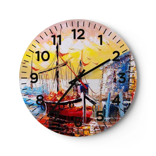 Wall clock - Clock on glass - Happy Comeback - 30x30 cm