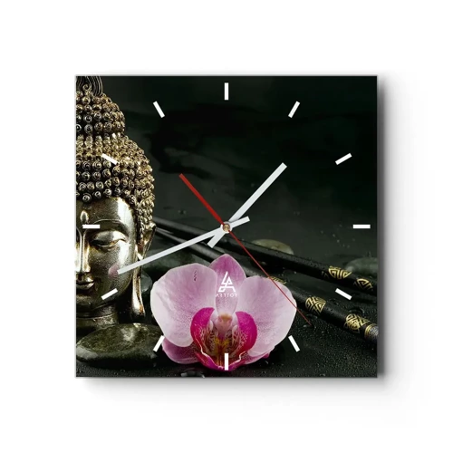 Wall clock - Clock on glass - Harmony of Wisdom and Beauty - 30x30 cm